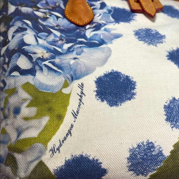 🦆 DOONEY & BOURKE BLUE FLORAL HYDRANGEA MACROPHYLLA VINTAGE TOTE CANVAS LEATHER - Picture 5 of 16